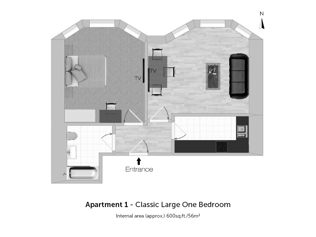Large One Bedroom Apartment The Harrington Collection